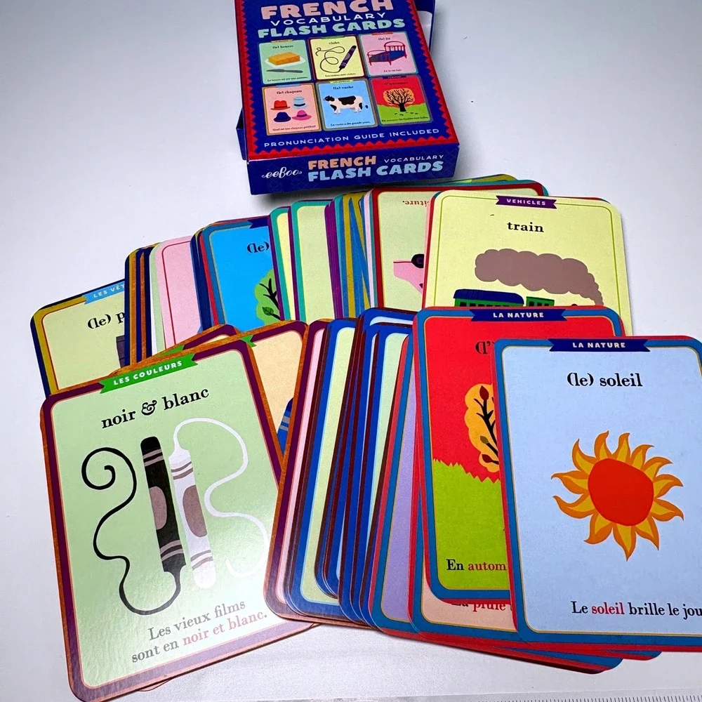 French Vocabulary Flash Cards 56 Count Multicolor Educational eeBoo Language 4+